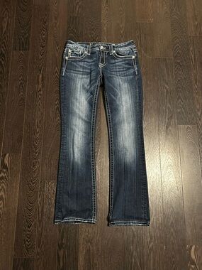 Miss Me JP5775B Bootcut Jeans Sz 30 Frayed Wing Sequin Embellished Bling